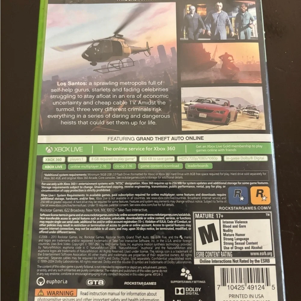 Grand Theft Auto V (Microsoft Xbox 360, 2013) 1 Disc